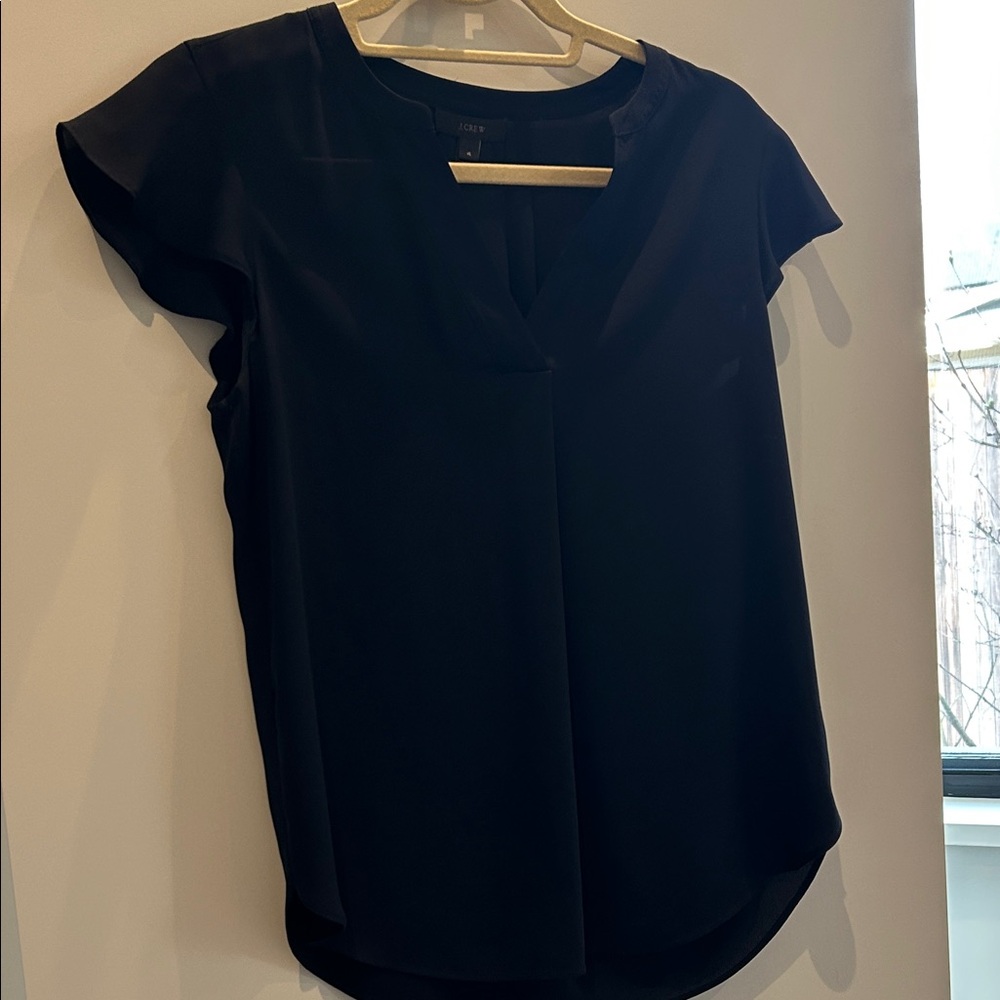 J Crew Navy Women's Blouse - Classic Short Sleeve Top